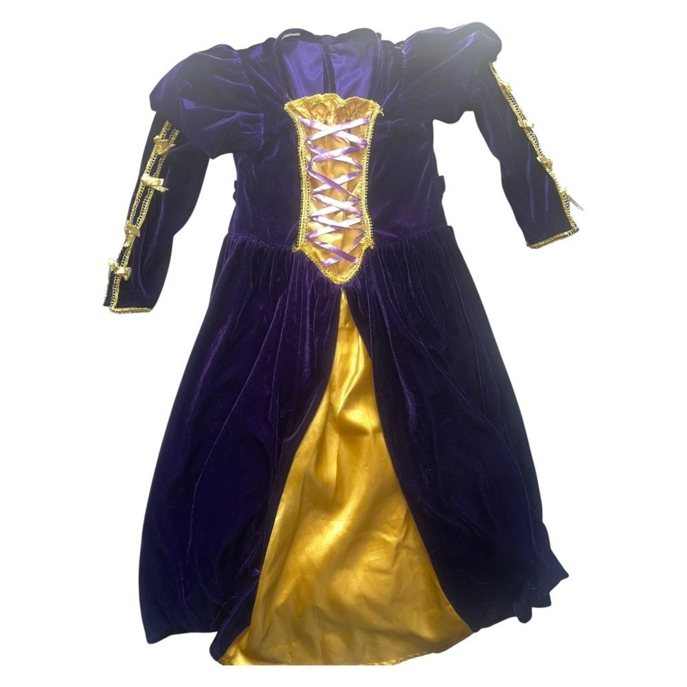 Girls Purple and Gold Princess/Queen Costume W/ Cape & Necklace 3-6yrs - Picture 2 of 8